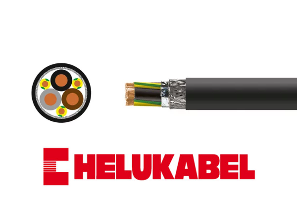 Najnovší kábel spoločnosti Helukabel pre napájanie motorov s frekvenčnými meničmi TOPFLEX-06-EMV-UV-3-PLUS-2XSLCHK-J