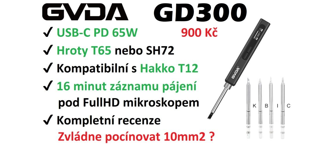 Přenosná pájka GD300 s USB-C